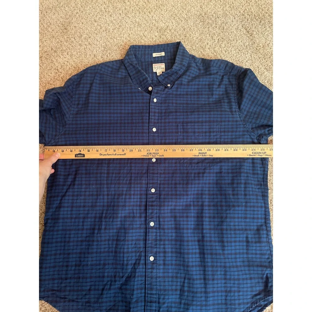 J. Crew Mens Button Down Shirt XXL Blue Gingham American Pima Cotton Classic Fit